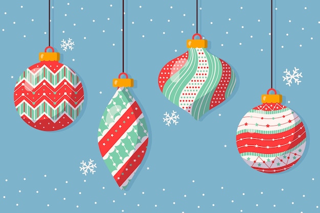 Colección adornos bolas navideñas dibujadas a mano