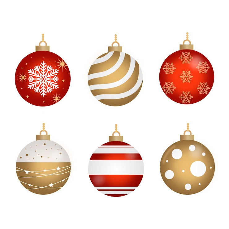 Vector gratuito colección de adornos de bolas navideñas de diseño plano