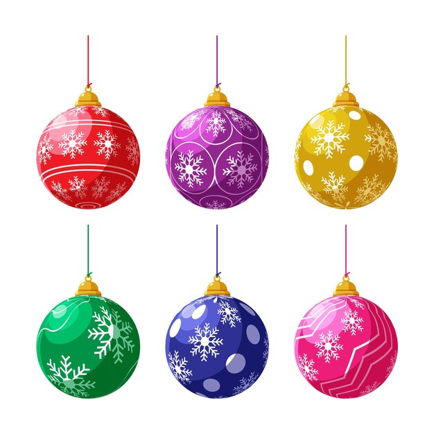 Colección de adornos de bolas navideñas planas