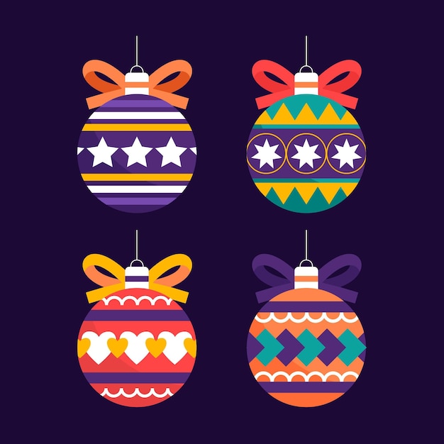 Colección de adornos de bolas navideñas planas
