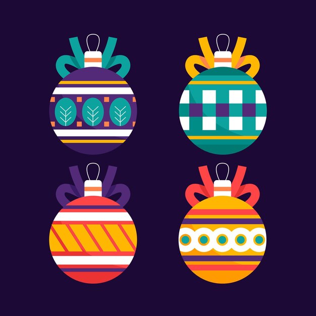 Colección de adornos de bolas navideñas planas