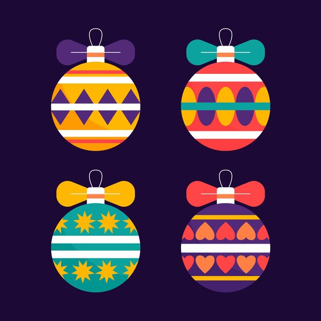 Colección de adornos de bolas navideñas planas