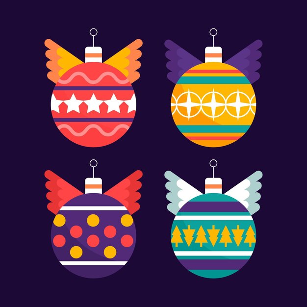 Colección de adornos de bolas navideñas planas