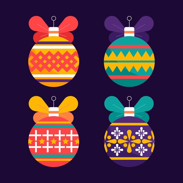 Colección de adornos de bolas navideñas planas