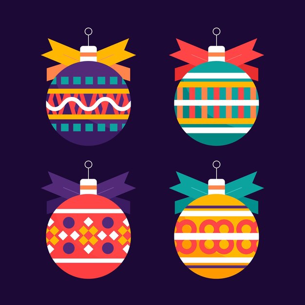 Colección de adornos de bolas navideñas planas