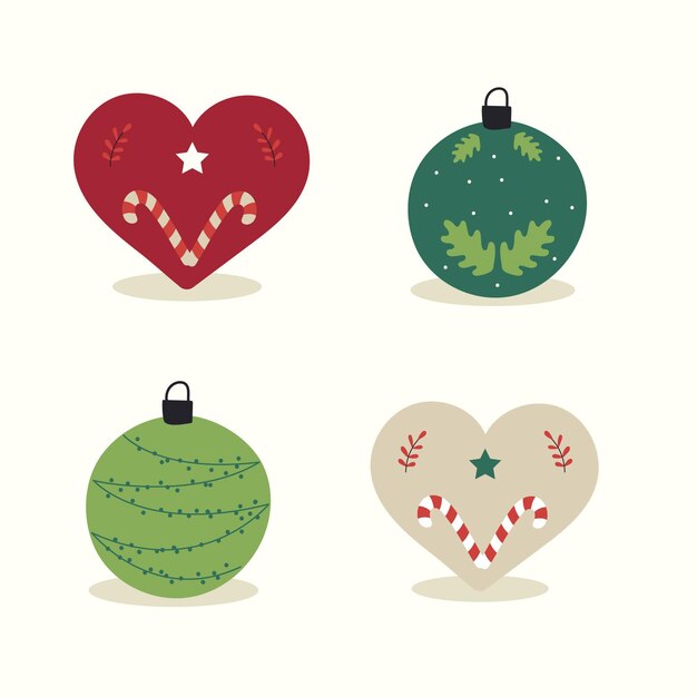 Colección de adornos de bolas navideñas planas