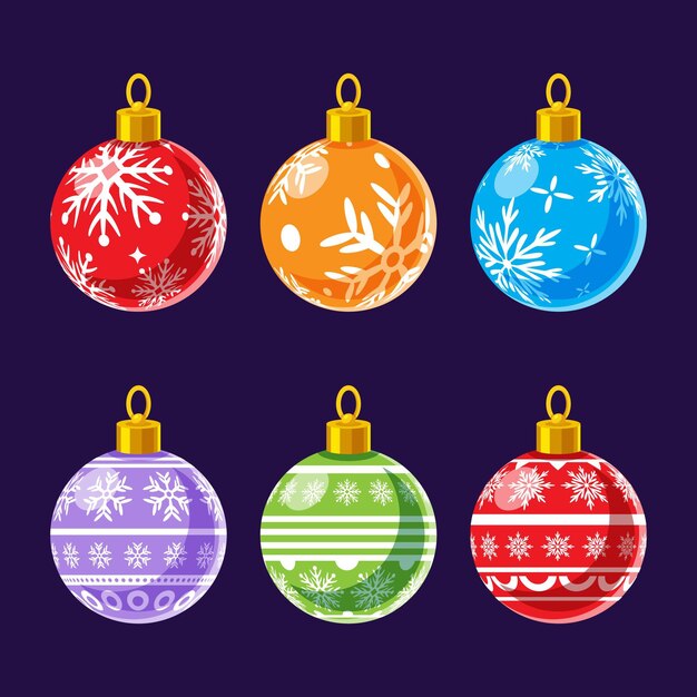 Colección de adornos de bolas navideñas planas