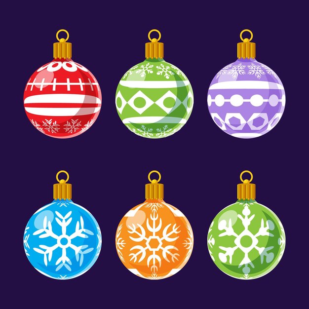 Colección de adornos de bolas navideñas planas