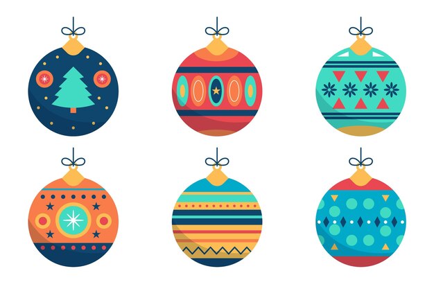 Colección de adornos de bolas navideñas planas