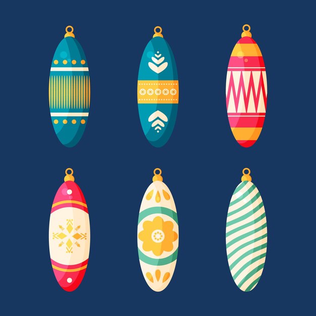 Colección de adornos de bolas navideñas planas