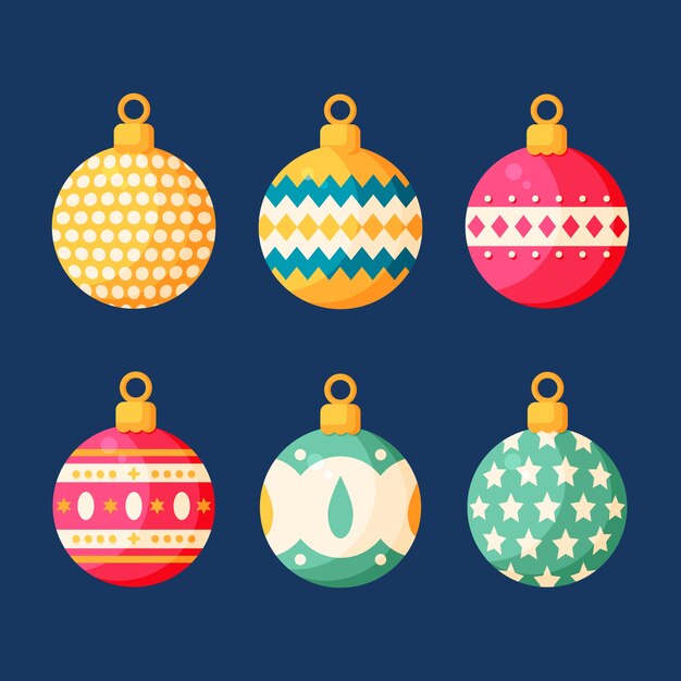 Colección de adornos de bolas navideñas planas