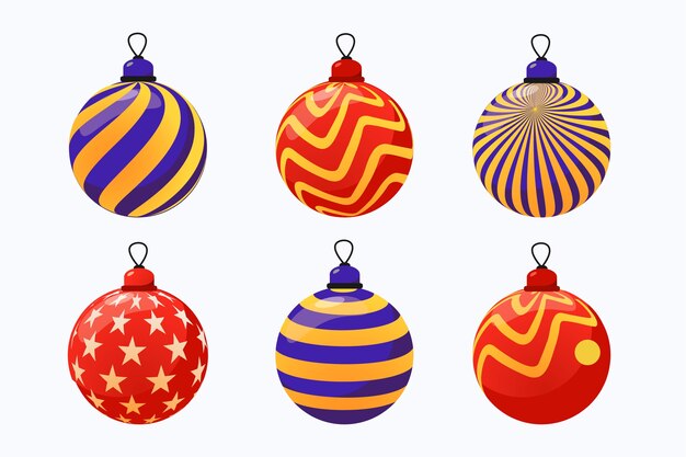 Colección de adornos de bolas navideñas planas