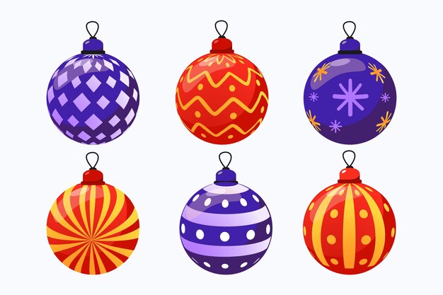Colección de adornos de bolas navideñas planas