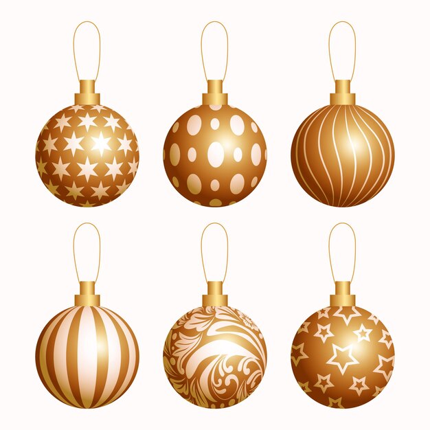 Colección de adornos de bolas navideñas realistas