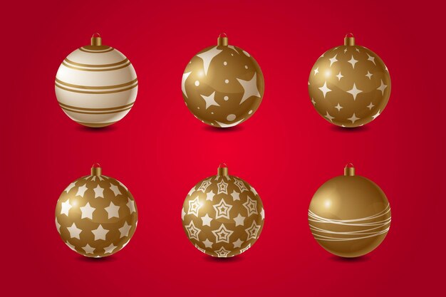 Colección de adornos de bolas navideñas realistas