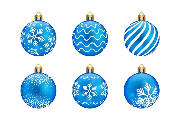 Colección de adornos de bolas navideñas realistas