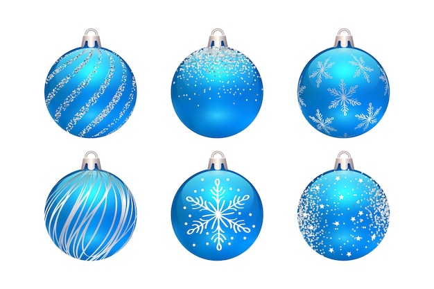 Vector gratuito colección de adornos de bolas navideñas realistas