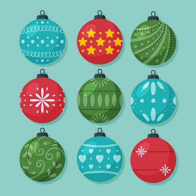 Vector gratuito colección de adornos de bolas navideñas