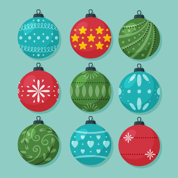 Colección de adornos de bolas navideñas