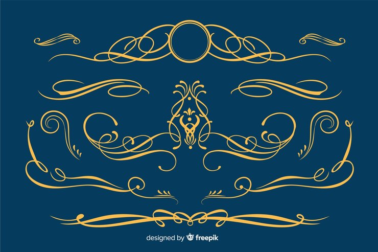 Vector gratuito colección de adornos de borde dorado