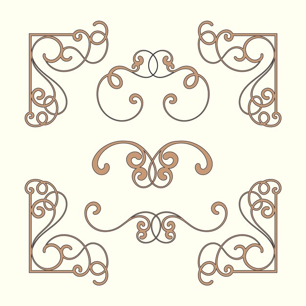 Colección de adornos de bordes art nouveau dibujados a mano
