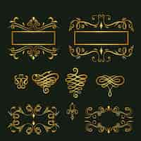 Vector gratuito colección de adornos caligráficos dorados
