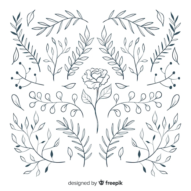 Vector gratuito colección de adornos florales dibujados a mano