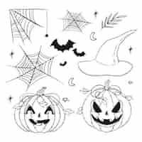 Vector gratuito colección de adornos de halloween dibujados a mano