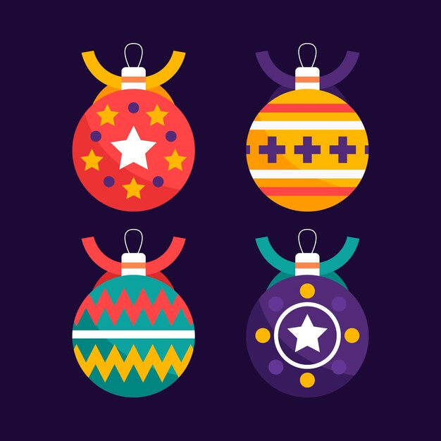 Colección de adornos planos para el baile de Navidad