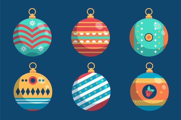 Colección de adornos planos para el baile de Navidad