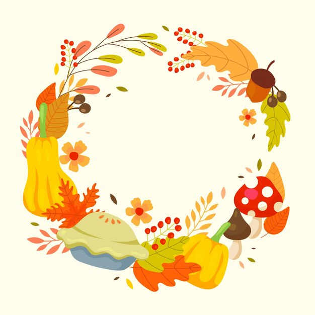 Colección de adornos planos de otoño