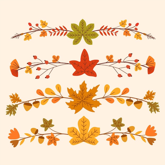 Vector gratuito colección de adornos planos de otoño