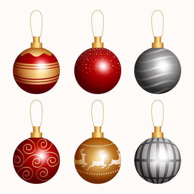 Colección de adornos realistas para el baile de Navidad