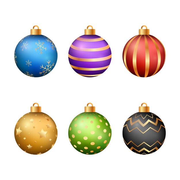 Colección de adornos realistas para el baile de Navidad
