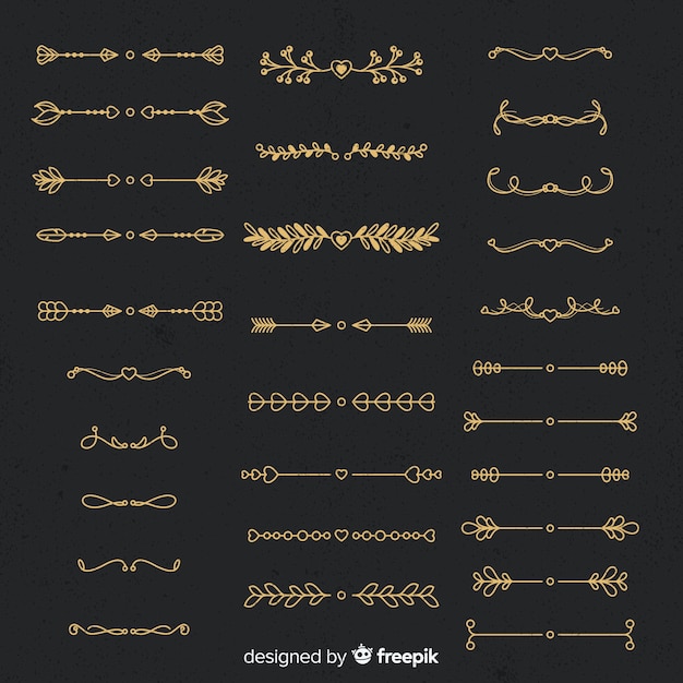 Colección de adornos separadores dibujados a mano