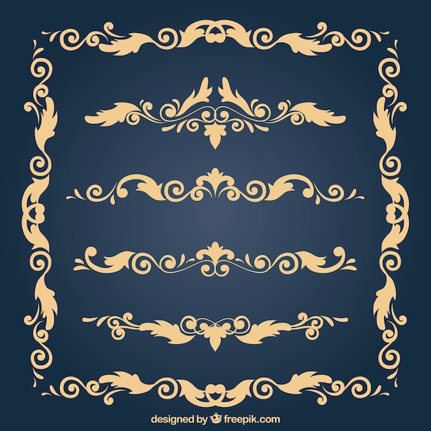 Vector gratuito colección de adornos vintage con estilo elegante