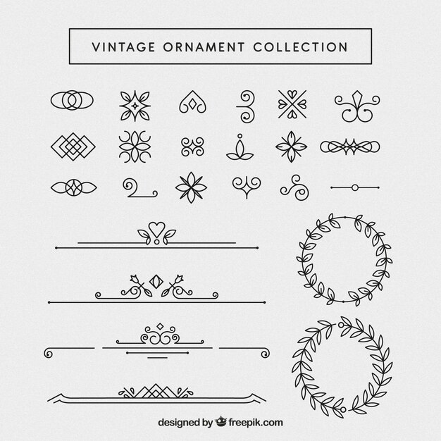 Colección de adornos vintage con estilo elegante