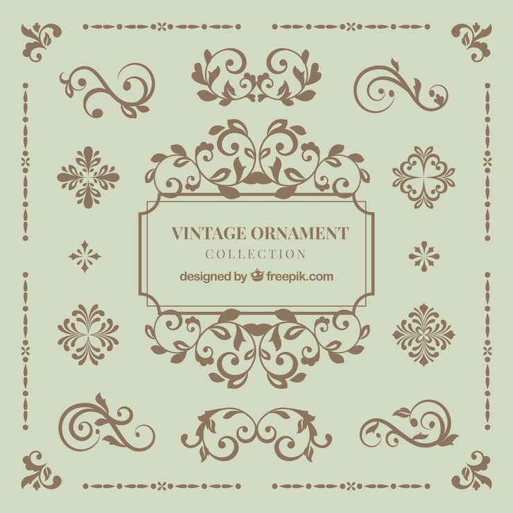 Vector gratuito colección de adornos vintage con estilo elegante