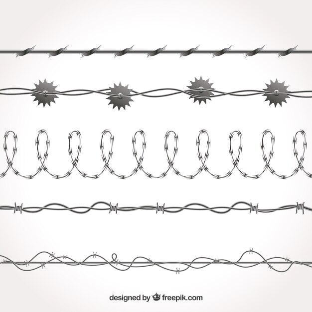 Vector gratuito colección de alambres de espina detallados