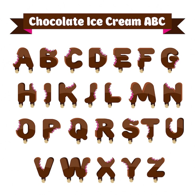 Vector gratuito colección de alfabetos de chocolate
