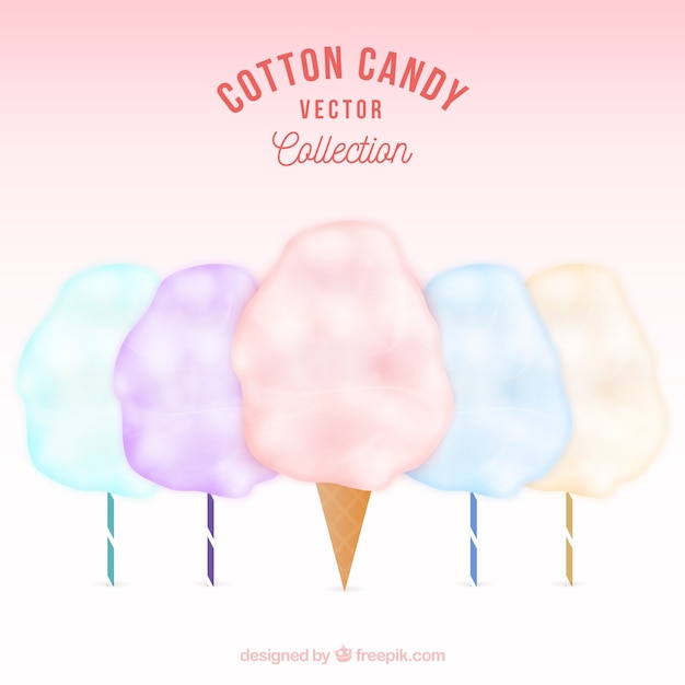Vector gratuito colección de algodones de azúcar realistas