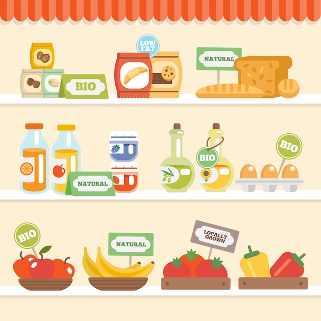 Vector gratuito colección de alimentos en el estante