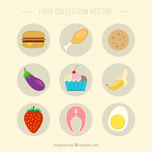 Vector gratuito colección de alimentos planos