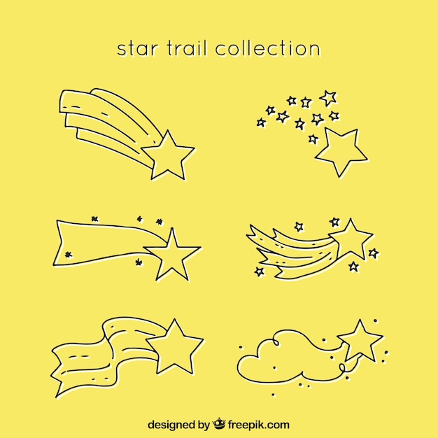 Vector gratuito colección amarilla de trazas de estrellas