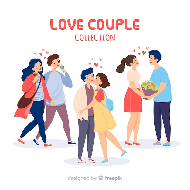 Colección de amor pareja con corazones