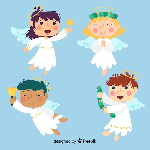 Colección ángel navideño en diseño plano
