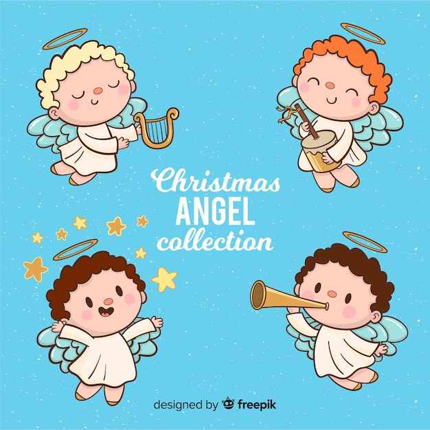 Vector gratuito colección de angeles de navidad