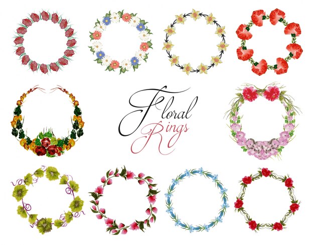 Colección de anillos florales