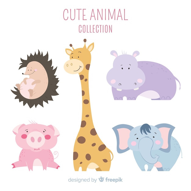 Colección de animales amigable y linda