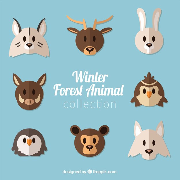 Colección de animales del bosque en diseño plano 